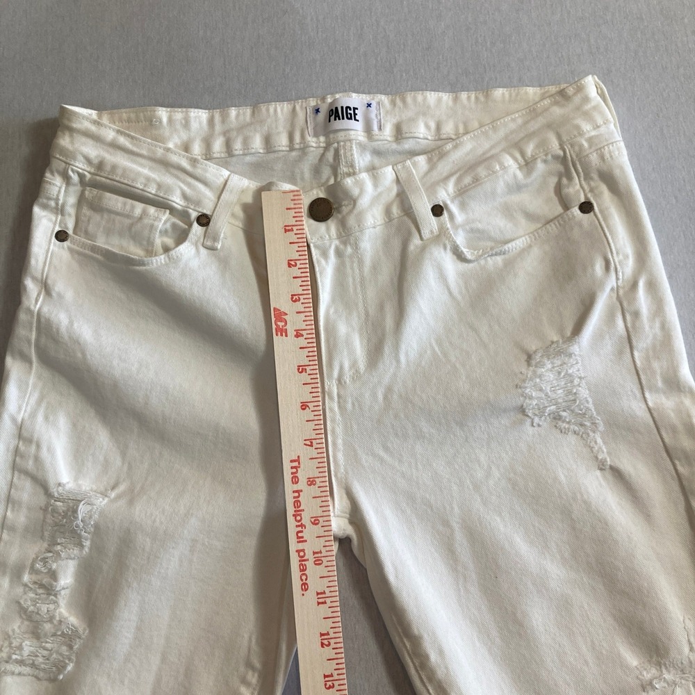 Paige Verdugo Ultra‎ Skinny Jeans 28 (Fit 34 Waist) Optic White Distressed W1454 - Picture 6 of 16